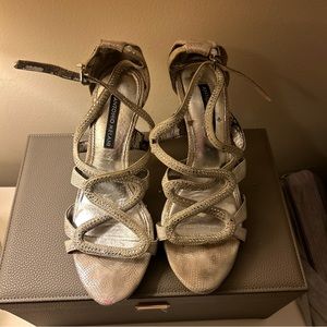 ANTONIO MELANI Silver Rhinestone Stiletto Pumps Heels Women’s Size 9M